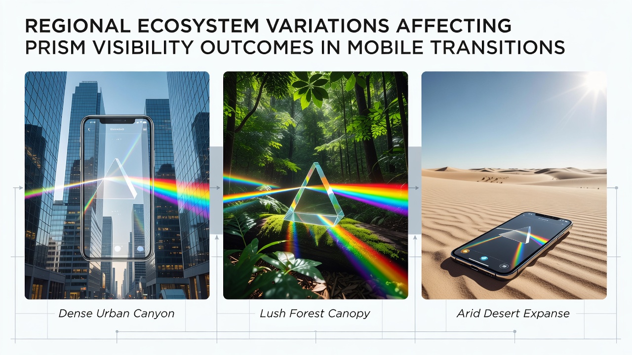 Infographic displaying prism visibility data trends across different regional mobile ecosystems